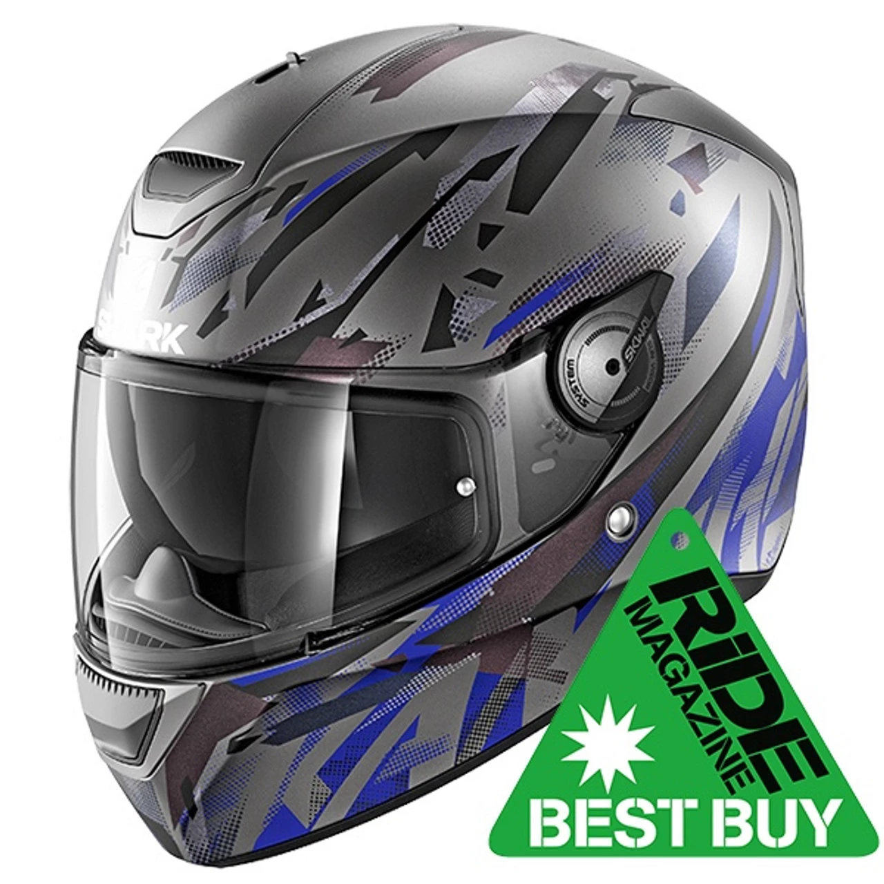 Shark D-Skwal Kanhji Full Face Helmet Mat ABK - Anthracite / Blue / Black 3 Shark D-Skwal Kanhji Full Face Helmet Mat ABK - Anthracite / Blue / Black