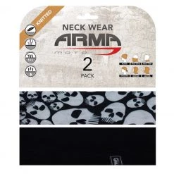 Armr Summer Face Mask Neck Tube - 2 Pack Black + Skull