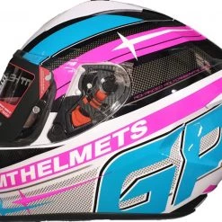 MT Stinger GP Full Face Helmet - White / Pink / Blue