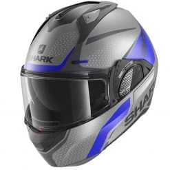 Shark Evo GT Flip Front Helmet Encke ABK - Mat Anthracite / Blue / Black .