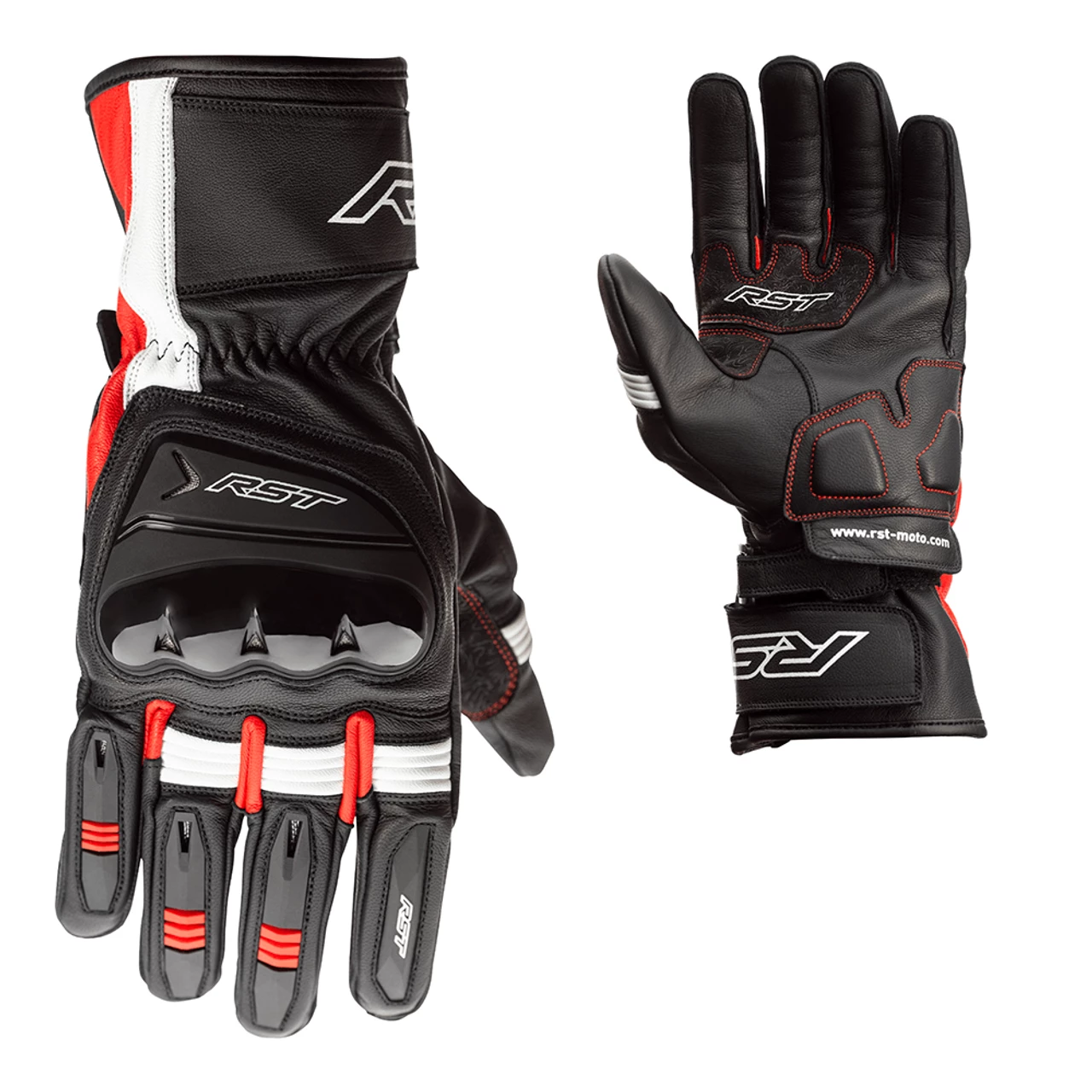 RST Pilot CE Mens Leather Gloves - Black / Red / White 3 RST Pilot CE Mens Leather Gloves - Black / Red / White