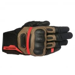 Alpinestars Highlands Goat Leather & Mesh Gloves - Tobacco Brown / Red